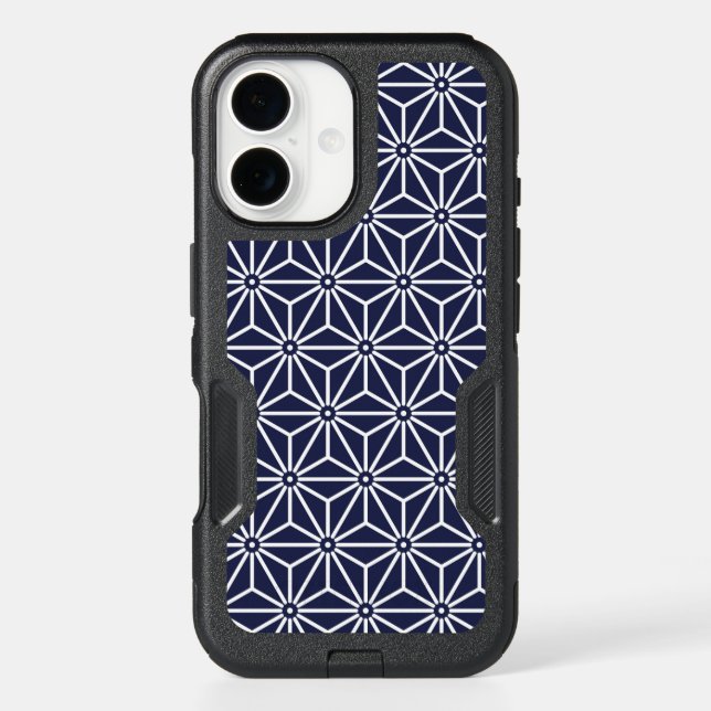 Oriental Navy Blue Asanoha Japan Pattern OtterBox iPhone Case (Back)