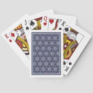 Oriental Navy Blue Asanoha Japan Pattern Poker Cards