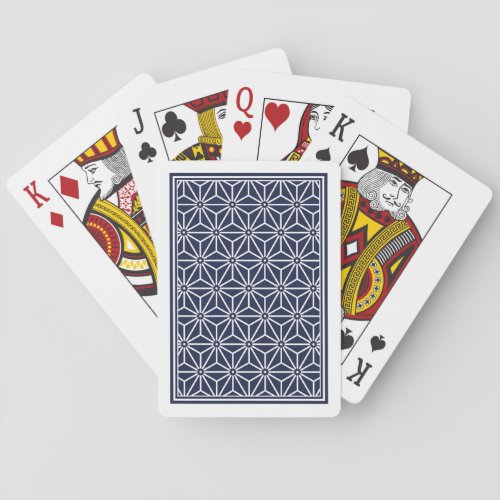 Oriental Navy Blue Asanoha Japan Pattern Poker Cards