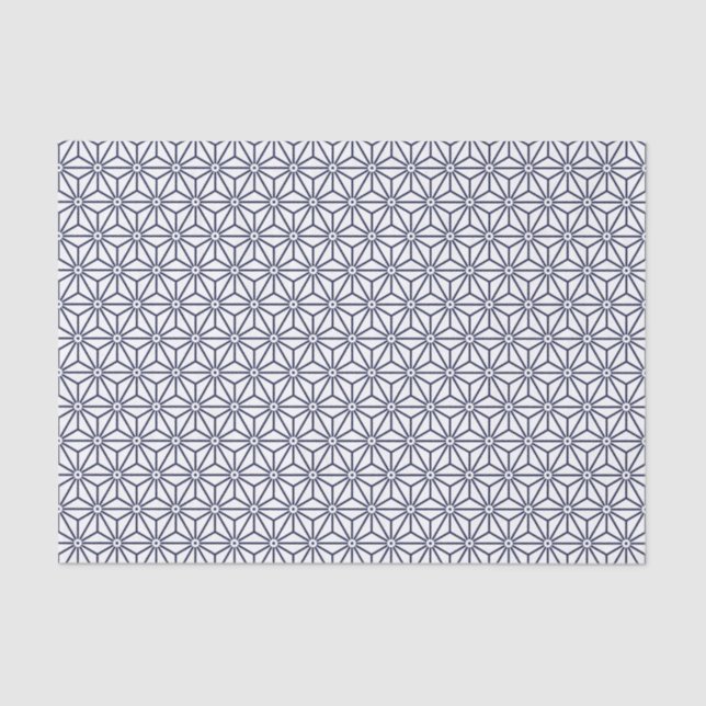 Oriental Navy Blue Asanoha Japan Pattern Tissue Paper (Front)