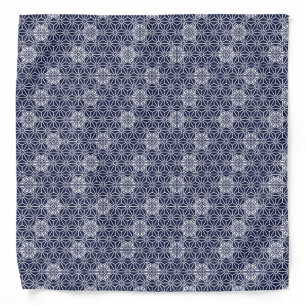 Oriental Navy Blue Star Asanoha Japan Pattern Bandana
