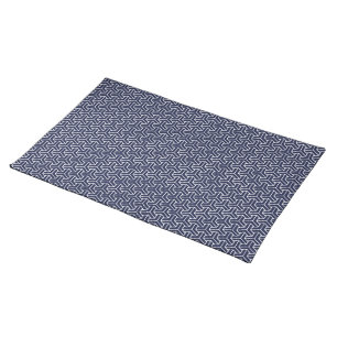 Oriental Navy Blue White Japan Bishamon Pattern Cloth Placemat