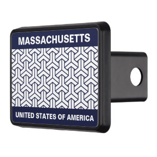 Oriental Navy Blue White Japan Bishamon Pattern Hitch Cover