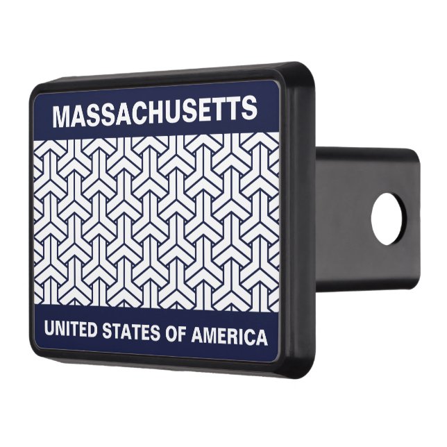 Oriental Navy Blue White Japan Bishamon Pattern Hitch Cover (Left)