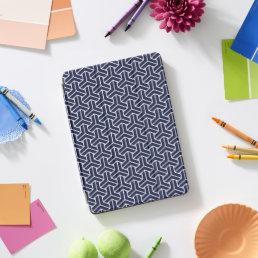 Oriental Navy Blue White Japan Bishamon Pattern iPad Pro Cover