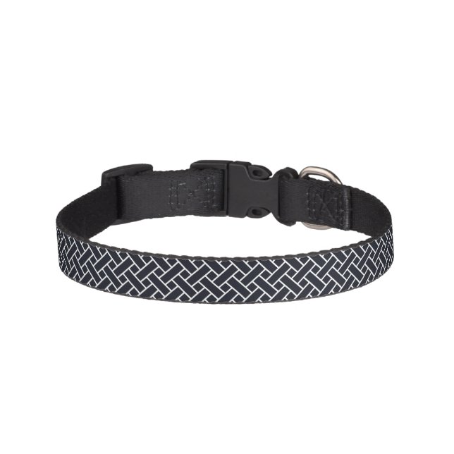 Oriental Navy Blue White Japan Weaving Oriental Pet Collar (Front)