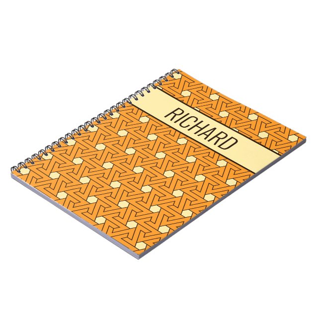 Oriental Orange Beige Hexagon Egyptian Pattern Notebook (Left Side)