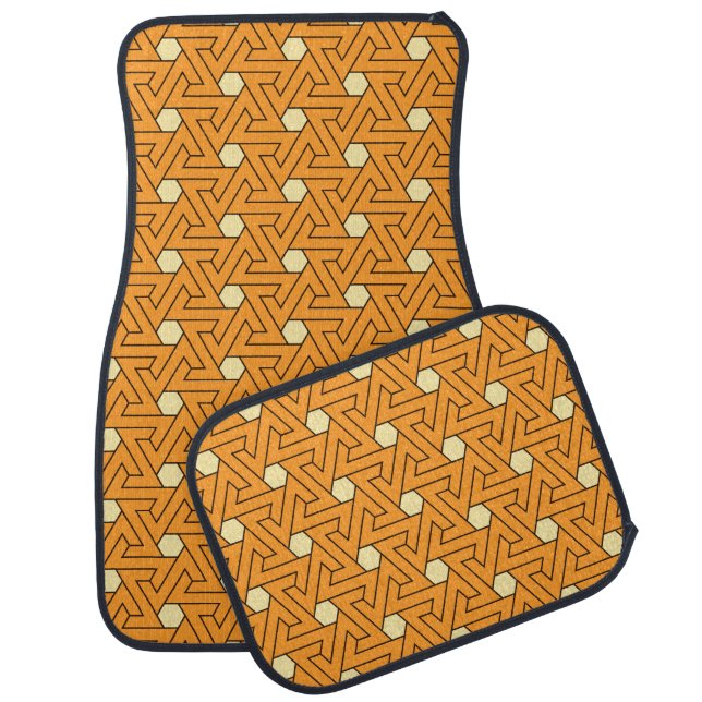 Oriental Orange Beige Triangle Shaped Egyptian Car Floor Mat (Set)