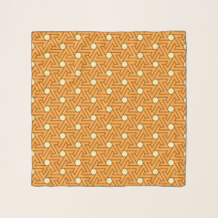 Oriental Orange Beige Triangle Spirals Egyptian Scarf