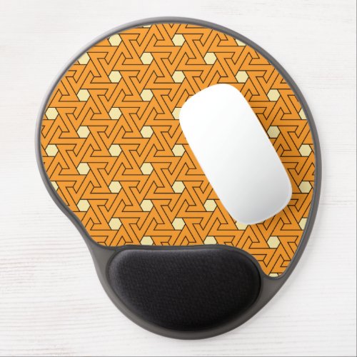 Oriental Orange Beige Triple Spiral Arab Pattern Gel Mouse Pad