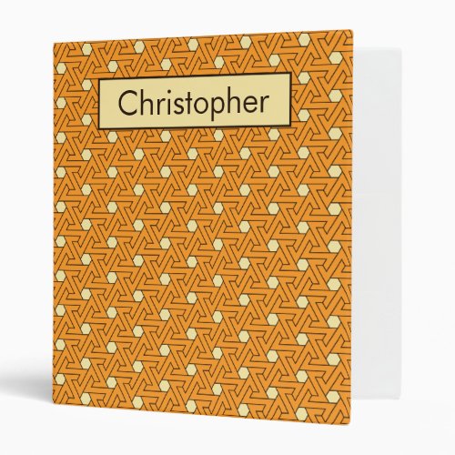 Oriental Orange Beige Triskelion Egyptian Pattern 3 Ring Binder