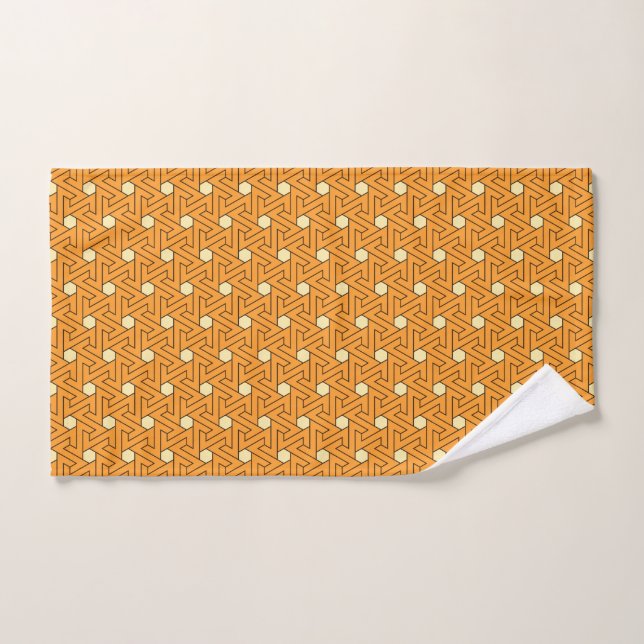 Oriental Orange Beige Triskelion Egyptian Pattern Hand Towel (Hand Towel)