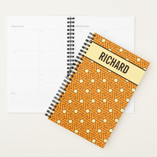 Oriental Orange Beige Triskelion Egyptian Pattern Planner (Display)