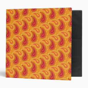 Oriental Orange Persian Paisley Pattern 3 Ring Binder