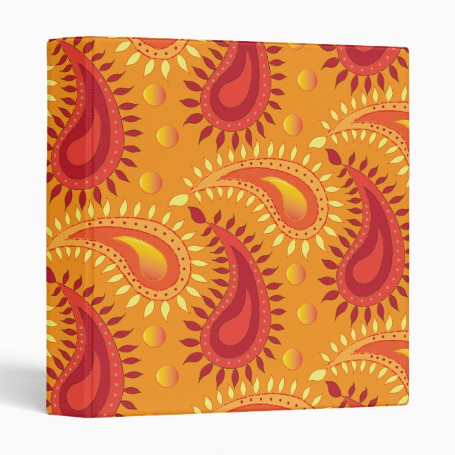 Oriental Orange Persian Paisley Pattern Binder (Front/Spine)