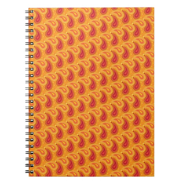 Oriental Orange Persian Paisley Pattern Notebook (Front)