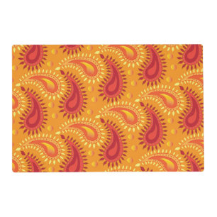 Oriental Orange Persian Paisley Pattern Placemat