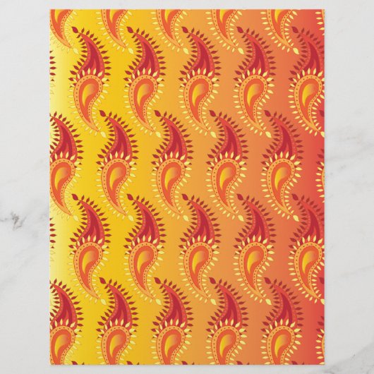 Oriental Orange Twin flame Persian Paisley Pattern (Front)