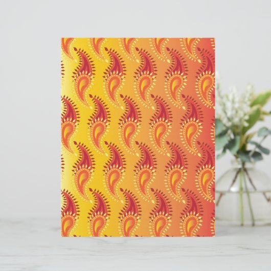 Oriental Orange Twin flame Persian Paisley Pattern (Standing Front)