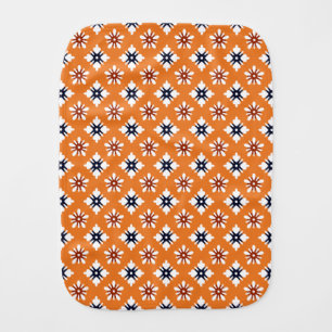 Oriental Orange White Red Katazome Flowers Pattern Baby Burp Cloth