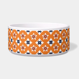 Oriental Orange White Red Katazome Flowers Pattern Bowl