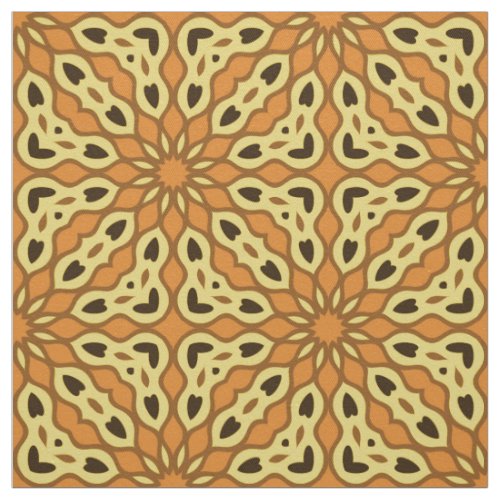 Oriental Orange  Yellow Geometric Pattern Fabric