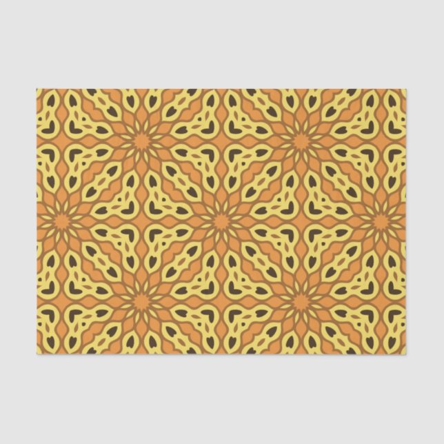 Oriental Orange & Yellow Geometric Pattern Tissue Paper (Front)