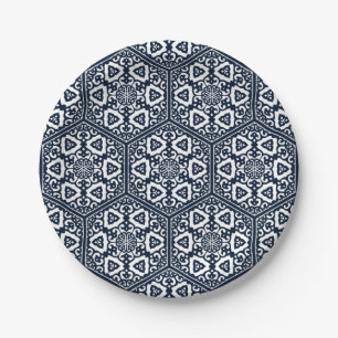Oriental Ottoman Turkish blue ware tracery design Paper Plates