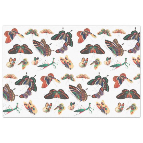 ORIENTAL PAINTED BUTTERFLIES AND PRAYING MANTIS TISSUE PAPER