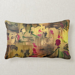 Oriental Painting. Japanese style Lumbar Pillow