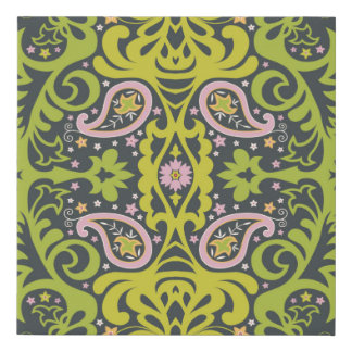 Oriental paisley ornament; decorative seamless flo faux canvas print
