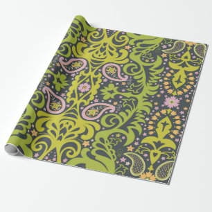 Oriental paisley ornament; decorative seamless flo wrapping paper