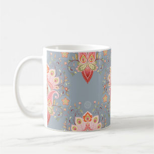 Oriental Paisley Peacock Feather Background Coffee Mug