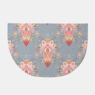 Oriental Paisley Peacock Feather Background Doormat