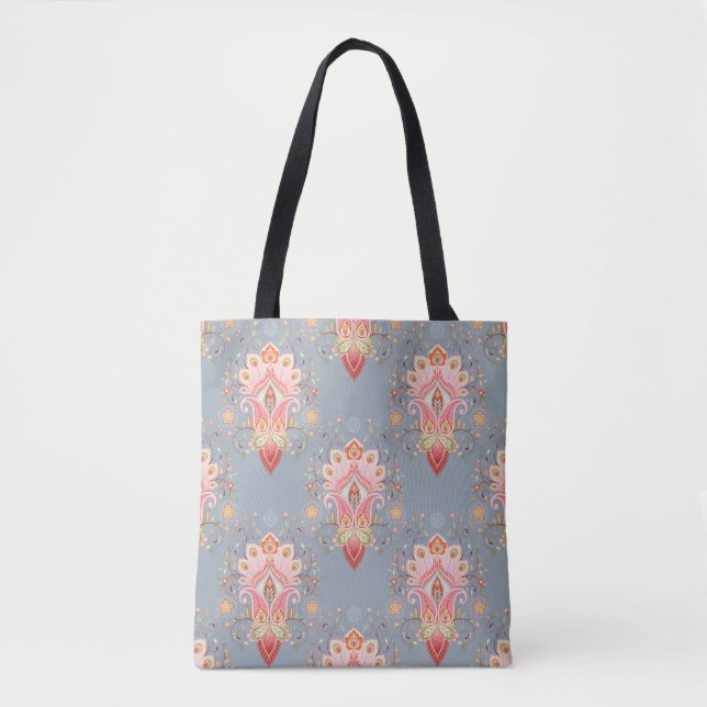 Oriental Paisley Peacock Feather Background Tote Bag (Front)