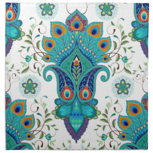Oriental paisley, peacock feather pattern. cloth napkin