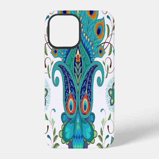 Oriental paisley, peacock feather pattern. iphone case (Back)