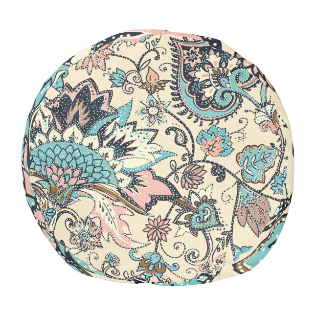 Oriental Paisley: Stylized Textile Elegance. Pouf (Bottom)