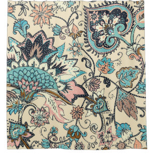 Oriental Paisley: Stylized Textile Elegance. Shower Curtain