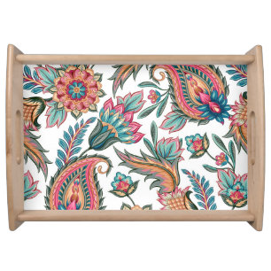 Oriental Paisley: Vintage Floral Seamless Serving Tray