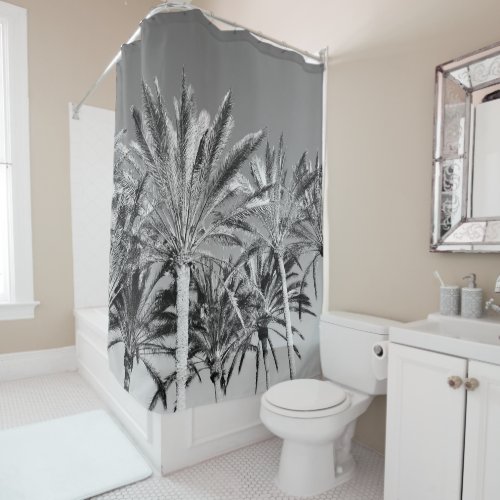 Oriental Palm Trees Vibes 2 tropical wall art Shower Curtain