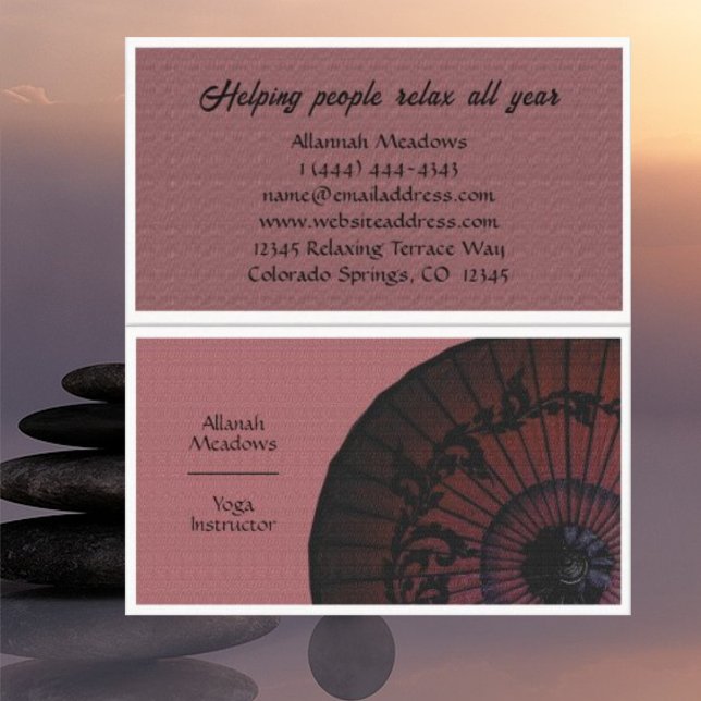 Oriental Parasol Yoga Instructor Business Card (Creator Uploaded)