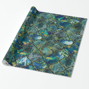 Oriental Pattern with Marble and gold Wrapping Paper