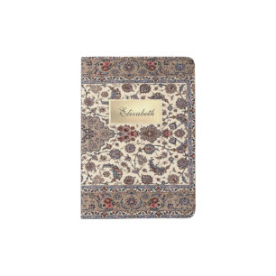 Oriental Persian  Carpet,Gold Frame- Personalized Passport Holder