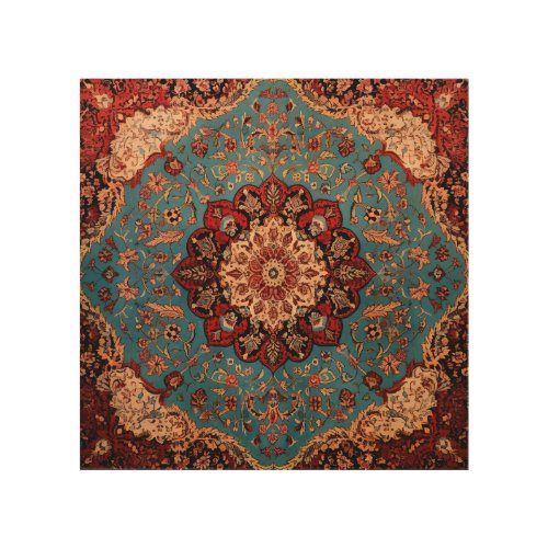 Oriental Persian Carpet Sapphire Red Wood Wall Art
