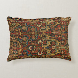 Oriental Persian Carpet with Floral Motifs Accent Pillow