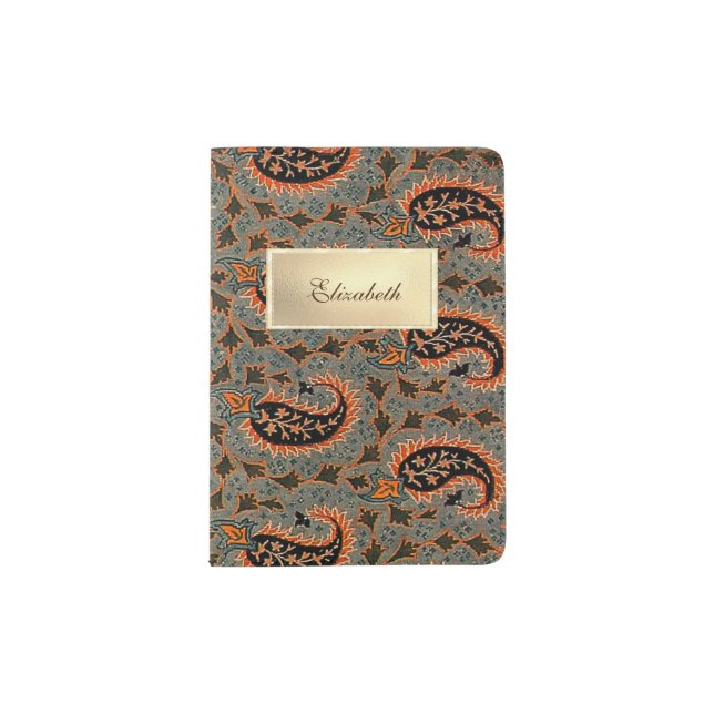 Oriental Persian , Paisley Pattern, Frame Passport Holder (Front)