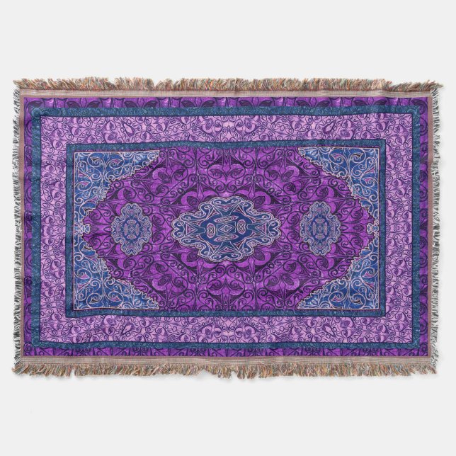 Oriental Persian Purple Throw Blanket (Front)