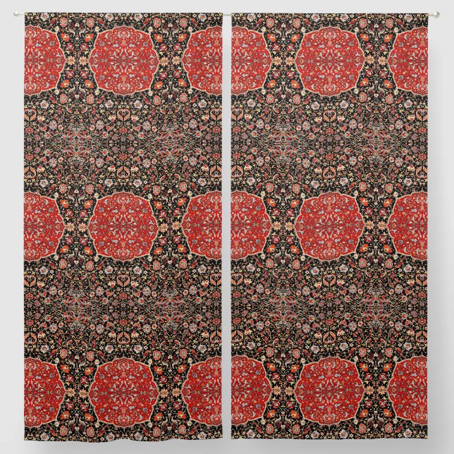 Oriental Persian Salting Carpet Print Pattern Blackout Curtains (Pair)