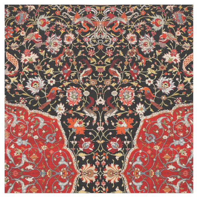 Oriental Persian Salting Carpet Print Pattern Fabric (Close Up)